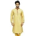 thumbnail image 1 of Atasi Classic Beige Men's Dupion Kurta Pyjama Party Wear Designer Shirt-XL, 1 of 7
