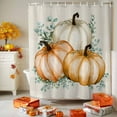 thumbnail image 3 of Fall Watercolor Shower Curtains for Bathroom, Orange Pumpkins and Eucalyptus Leaf Retro Linen Waterproof Fabric Shower Curtain for Bathroom Bathtub Decoration, Machine Washable, 60"x72", 3 of 9