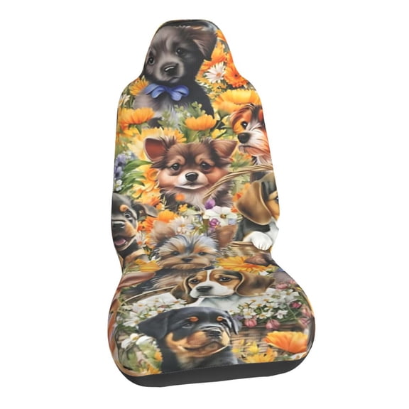 Cute Puppy Dog Car Seat Covers Stretch Car Seat Protectors Universal Fit