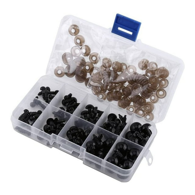 Wweixi 142 Pcs Jouet de Sécurité pour les Yeux Résistant à l'Usure 6mm/8mm/9mm/12mm Yeux de Poupée Jouets Réutilisables Portables Vis Yeux Installation Facile