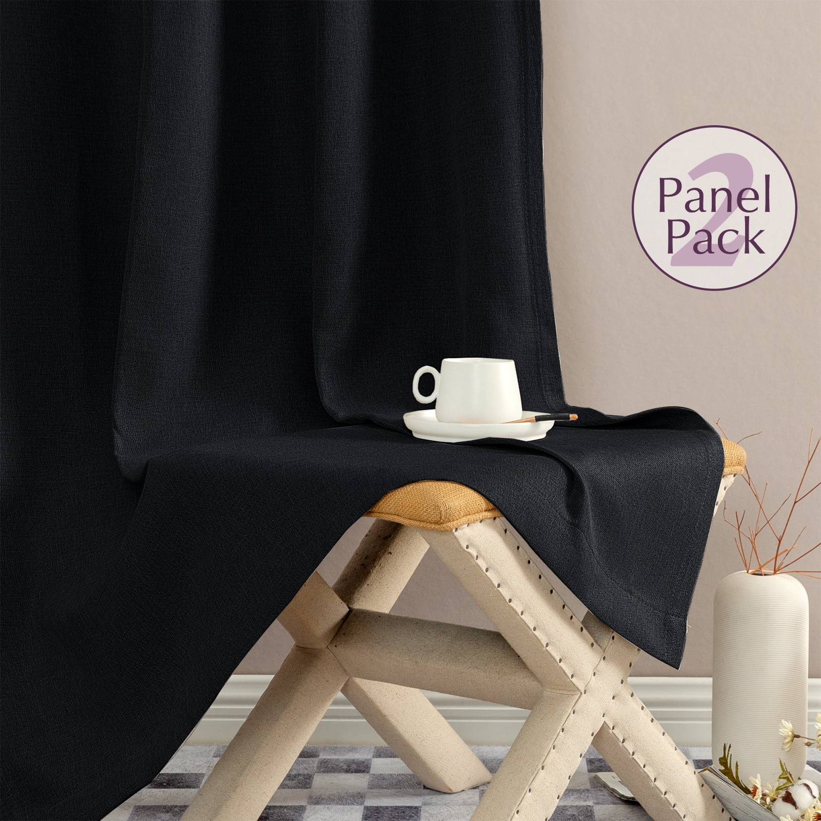 CURTAINKING Room Darkening Curtains 95 inch Black Bedroom Living Room Window Curtain Set Thermal Insulated Drapes Grommet Top 2 Panels