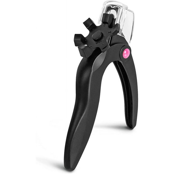 Nail Clippers for Acrylic Nails with Sizer and Catcher Adjustable Nail Tip Cutter with Length Measurement Dial Artificial Fake Acrylic Extension Trimmer Nail Art Salon Home Manicure Tool Black