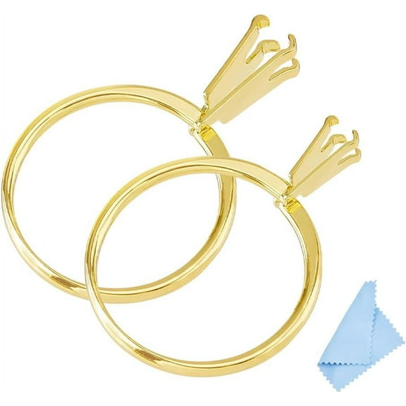 2Pcs Wedding Ring Try-on Tool Ring Size Jewelry Sizing Tool 4 Prong Ring Settings Measuring Tool Aluminium Alloy Ring Gauge Tool (2 Sizes Golden)