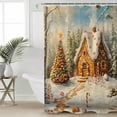 thumbnail image 5 of Christmas Gingerbread Shower Curtain, 48" x 72", House Xmas Tree Snow-covered Forest Waterproof Bathroom Curtain Washable Shower Curtain Set with 12 Hooks, 5 of 6
