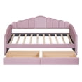 thumbnail image 5 of Twin Size Velvet Daybed, Modern Multi-Function Upholstered Sofa Bed Frame with 2 Drawers, USB Charging Ports and 2 Pockets, Wooden Platform Bed Frame for Living Room, Bedroom, Apartment, Pink, 5 of 9