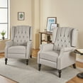thumbnail image 3 of Noble House Light Gray Bishop Fabric Pushback Recliner Set of 2, 3 of 13