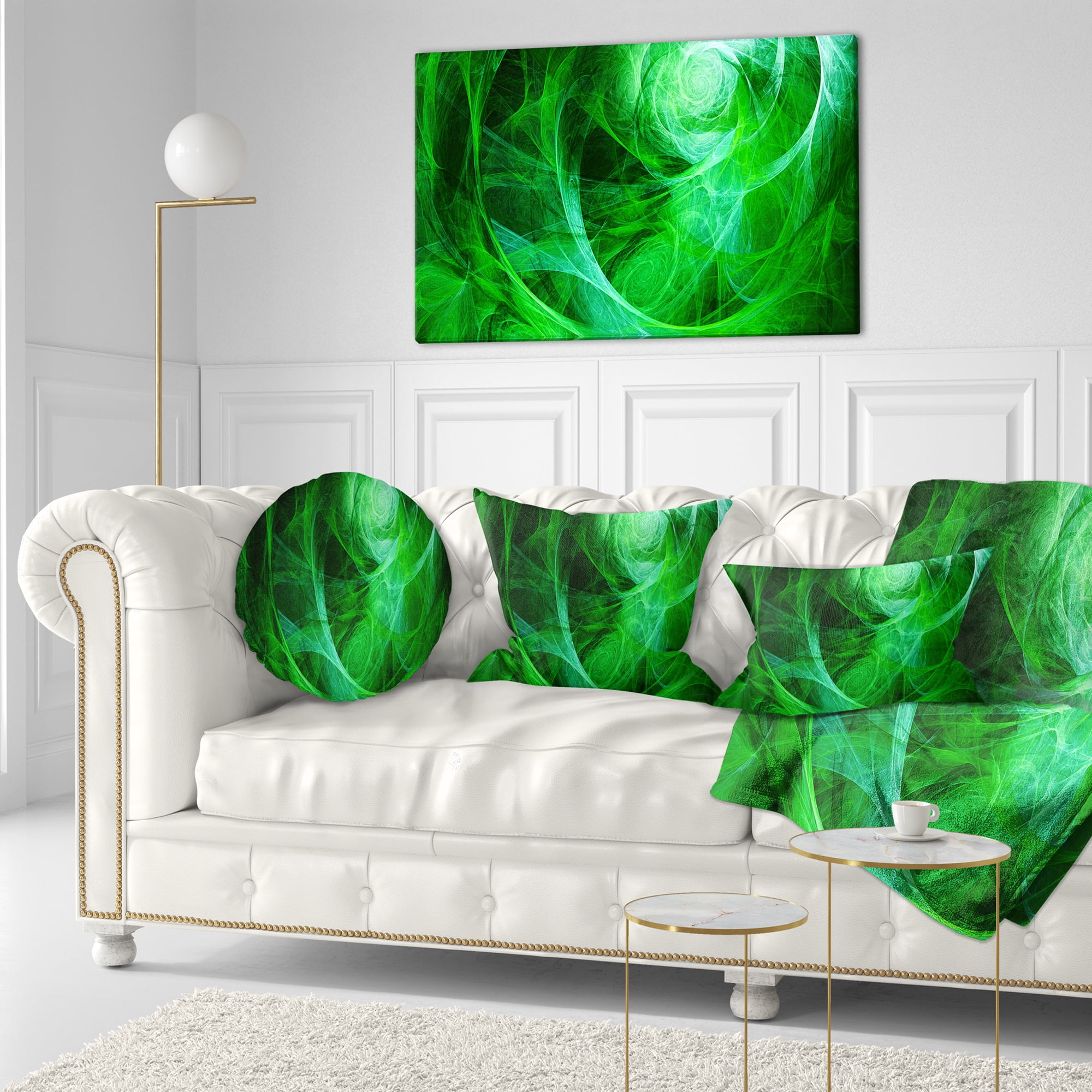 Designart Green Stormy Sky Texture - Abstract Throw Pillow - 12x20