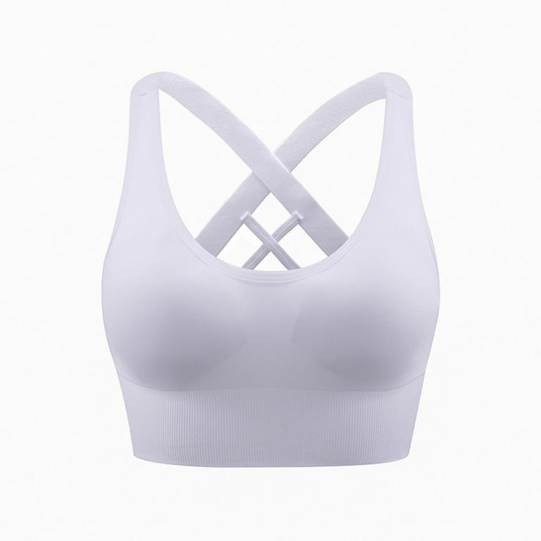 Pretty Comy Sports Bra for Women, Criss-Cross Back Padded Strappy Sports  Bras Medium Support Yoga Bra with Removable Cups
