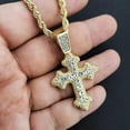 thumbnail image 2 of Hip Hop Iced 14K Gold Plated Cubic Zirconia Religious Holy Cross Pendant & 4mm 24" Rope Chain Jewelry Fashion Necklace Bling Gift, 2 of 2