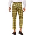 thumbnail image 3 of Lars Amadeus Plaid Cropped Pants for Men's Slim Fit Business Checked Slacks, 3 of 5