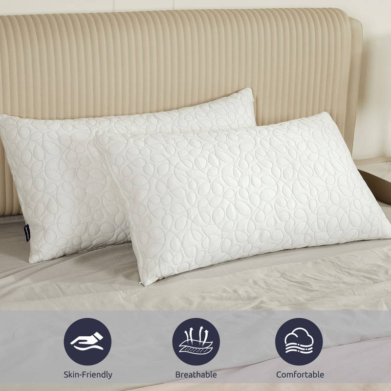Adjustable Bed Pillows for Sleeping, Shredded Memory Foam Pillows with 200g Extra Filling, Breathable Back Stomach and Side Sleeper Pillow with Washable Pillowcase-King Size (20"x 36")