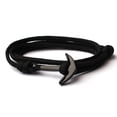 thumbnail image 1 of Pulsera clásica para hombre, pulsera de ancla con ganchos para envolver cuerda de Color negro a la moda, regalo de joyería, 1 of 5