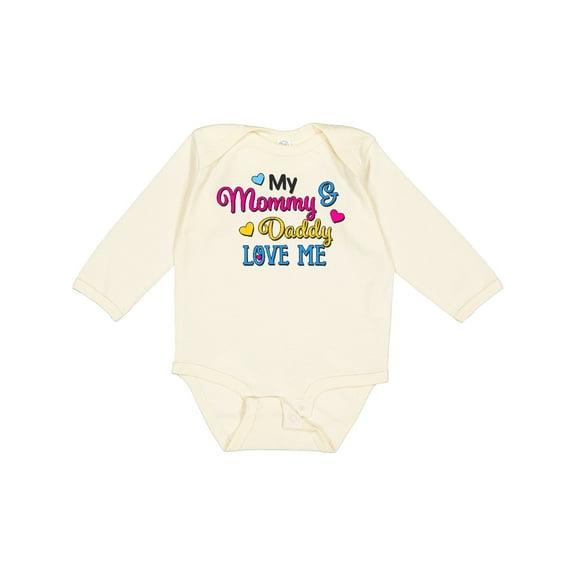Inktastic My Mommy and Daddy Love Me with Hearts Boys or Girls Long Sleeve Baby Bodysuit