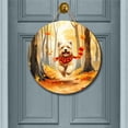 thumbnail image 2 of Welcome Fall Cairn Terrier Strolling Through the Autumn Maple Forest Round Wood Sign Cairns Dog Lover Hanging Wall Home Decor - 12012, 2 of 5