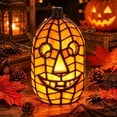 thumbnail image 4 of Halloween Pumpkin Night Light, 2-Size Jack-O-Lantern LED Lamp, Plastic Battery Operated Pumpkin Lantern for Indoor Home Holiday Party Decor, Tall/Round Pumpkin Shape, 4 of 6