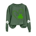 thumbnail image 1 of VBARHMQRT Chandail à Capuche Moto Femme Décontracté Manches Longues Haut Imprimé Trèfle Col Rond Vert Chandail en Molleton, 1 of 4