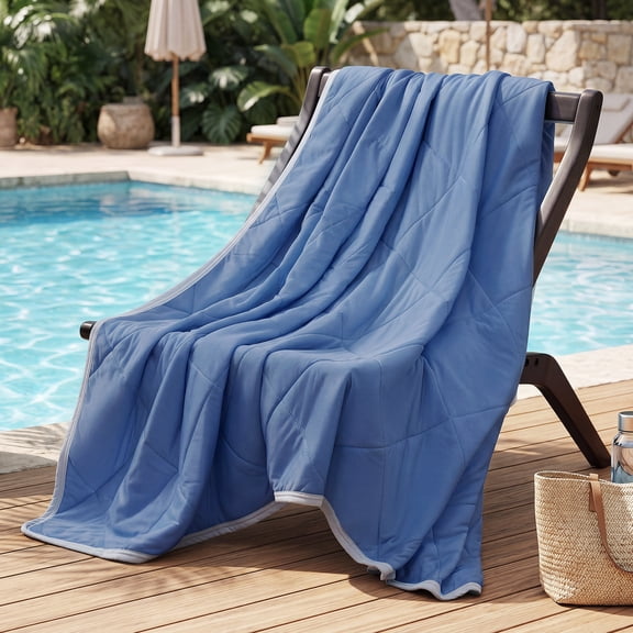 WISHEAD Cooling Blanket Queen Size, Cooling Comforter for Hot Sleepers, Double-Sided Lightweight Summer Bedding, Soft Breathable All-Season Quilt, (Dark Blue, 90" x 90")