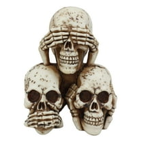 Ebros Stacked No Evil Skulls Figurine for Scary Halloween Decorations and Spooky Skeleton Statues & Medieval Fantasy Home Decor Sculptures and Gothic Gifts With See Hear Speak No Evil Theme