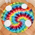 thumbnail image 2 of Colorful Tie Dye Pattern Round Fitted Tablecloth with Elastic Edge,Dining Table Cover Waterproof,Outdoor Round Tablecloth for Camping,Dining,Indoor and Outdoor, 2 of 7