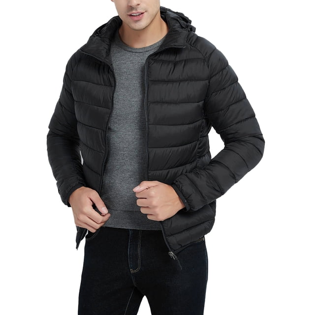 Bodychum Men's Puffer Jacket Lightweight Water-Resistant Hooded Packable with Full-Zip XL