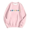 thumbnail image 4 of Arlun Christian Sweatshirts for Women Jesus God Faith Letter Printed Thin Sweatshirts Inspirational Religious Graphic Hoodless Loose Comfy Long Sleeve Crewneck Pullover Tops Pink L, 4 of 5