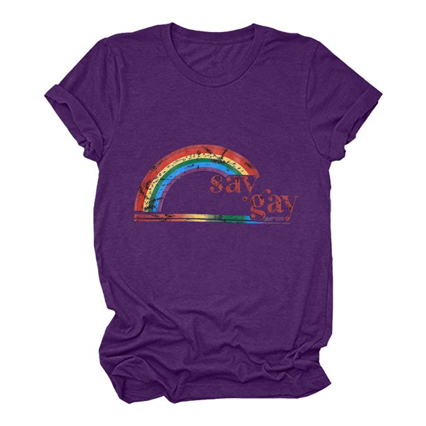 ICHUANYI Clearance Women's Casual Print Pullover Short Sleeve T-Shirt Tops Shirt(Purple, M) ICHUANYI WER2023081504085