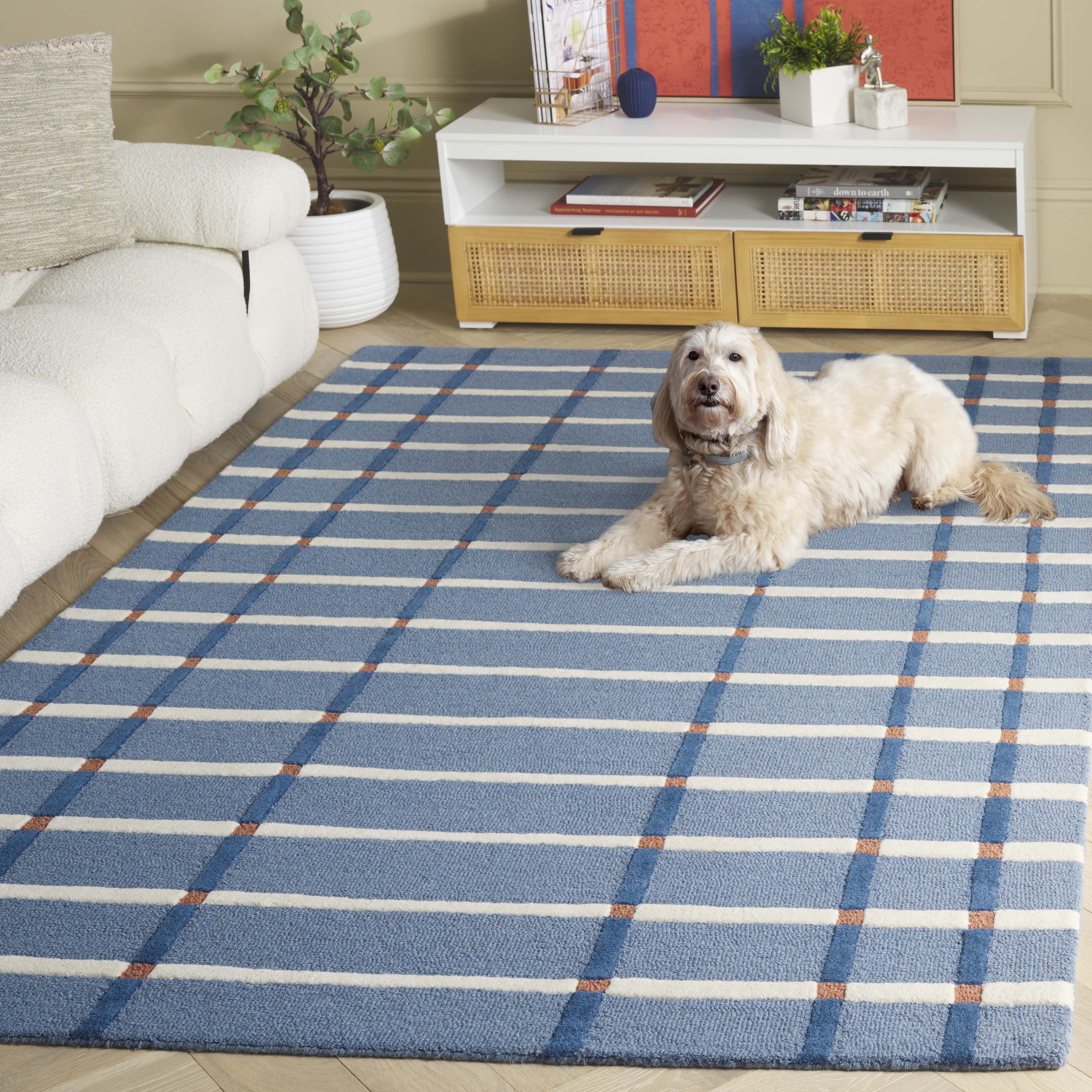 Safavieh Genre Tara Geometric Striped Area Rug, Blue/Ivory, 8' x 10'