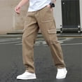 thumbnail image 2 of Men's Cargo Work Pants Durable Ripstop Twill Woven Cargo Pants Contrast Stitch Multi Pocket Loose Straight Leg Work Trousers Casual Outdoor Tactical Pants For Walking Skateboarding, 2 of 4
