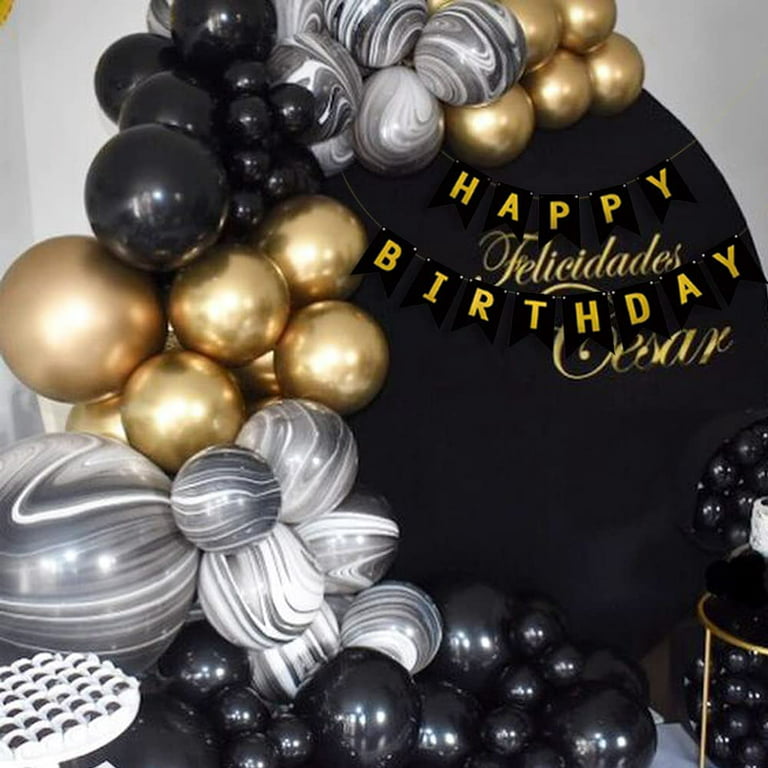 9ft Black White Gold Tissue Garland - Stesha Party - banner garland,  birthday, birthday boy