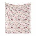 thumbnail image 1 of Flamingo Soft Flannel Fleece Throw Blanket, Flamingos in Vintage Style Illustration Love and Romantic Animals Artwork Print, Cozy Plush for Indoor and Outdoor Use, 50" x 60", Beige Pink, by Ambesonne, 1 of 6