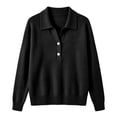 thumbnail image 4 of IUYRTFE Women Long Sleeve Collared Shirt Knit Sweater Solid Color Casual Pullover for Fall Winter Daily Wear, 4 of 5