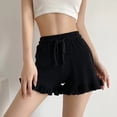 thumbnail image 2 of Pajama Shorts for Women Lightweight Elastic Waist Drawstring Soft Ruffle Shorts Casual Comfy Sleep Bottoms, 2 of 5