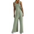 thumbnail image 7 of Lenpel Jumpsuits for Women Ribbed Knit Loose Sleeveless Wide Leg Rompers Soft Casual Overalls with Pockets, 7 of 7