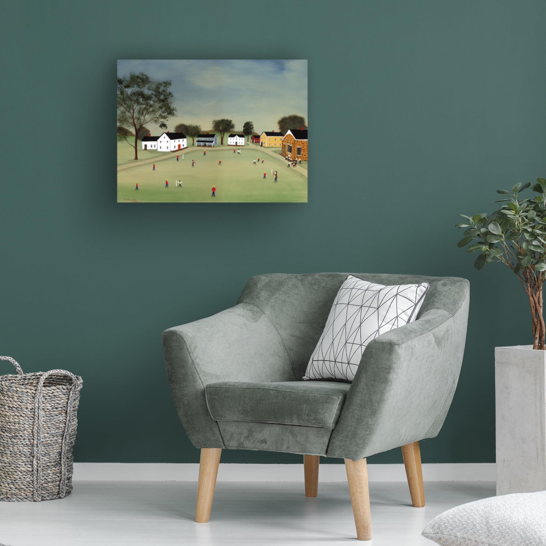 Canvas Wall Art - C Munro 'Town Ball on the Village Green' Wall Art for Living Room, Bedroom, or Office Décor by Trademark Fine Art - 32 x 24 Inches