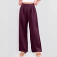 thumbnail image 5 of KLHDSF Flowy Pants for Women Casual High Waisted Wide Leg Palazzo Pants Trousers with Pocket Plus Size Dark Purple XL, 5 of 5