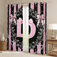 thumbnail image 2 of Homewish Glitter Monogrammed D Black Out Curtains, Bling Stripes Lines Curtains Pack of 2 (42x63 Each), Modern Fashion Diamond Bedroom Curtains, Blackout Curtains Room Decor, 2 of 6