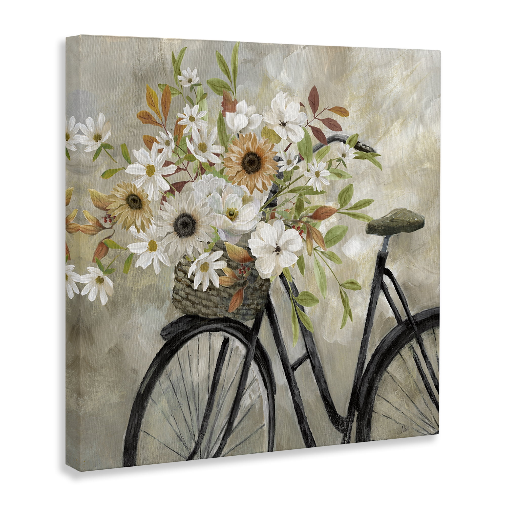 Stupell Industries Country Floral Bicycle Plants & Flowers Painting Wrapped Canvas Art Print Wall Art, 36 x 36
