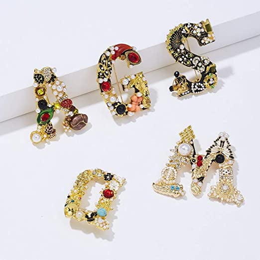  Crystal Letter Brooches A-Z 26 Personalized Design Letters  Initial Pins Clear Rhinestone Breastpin Silver Plated(#A): Clothing, Shoes  & Jewelry