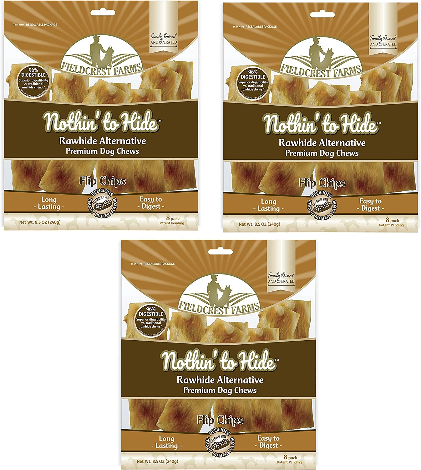 Fieldcrest Farms Nothin' to Hide Rawhide Alternative Flip Chips Chews for Dogs 8.5oz
