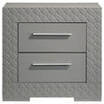 thumbnail image 2 of Ivon Nightstand, 2 Storage Drawers, 26 Inch Glossy Gray Hardwood, 2 of 7