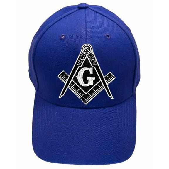 Freemason's Baseball Cap - Blue Hat with Black and White Standard Masonic Symbol