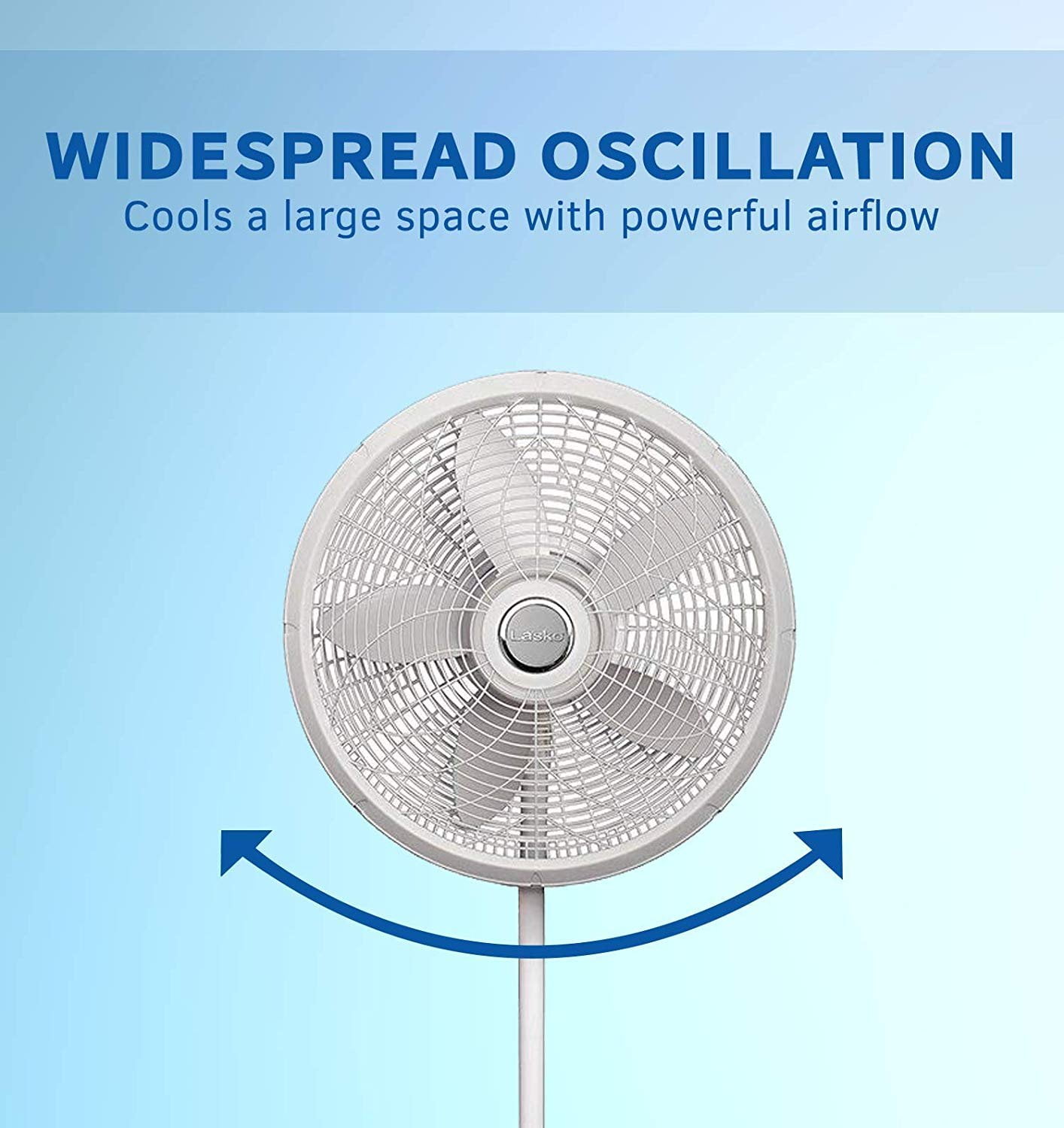 Lasko 1820 18 Elegance & Performance Adjustable Pedestal Fan, White - Features Oscillating Movement Tilt-back Fan Head