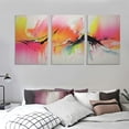 thumbnail image 3 of Nawypu  Pink Northern Lights Canvas Wall Art Girl Room Abstract Aurora Colorful Borealis Pink Artwork for Modern Living Room Bedroom Sofa Lobby Wall Decor Framed ﻿12''x16''X3 Panels, 3 of 4