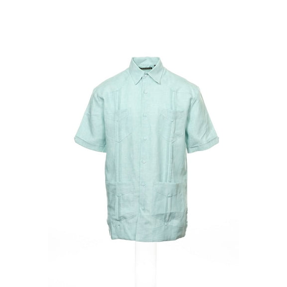 Cubavera Aqua Variegated Camp Shirt , Size Small