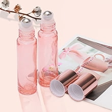 Glass Roll on Bottles 33Pcs 10ml Bright Rose Gold Roller Bottles Vials for Perfumes Aromatherapy Essential Oils Lip Balm Liquid, Accessories include