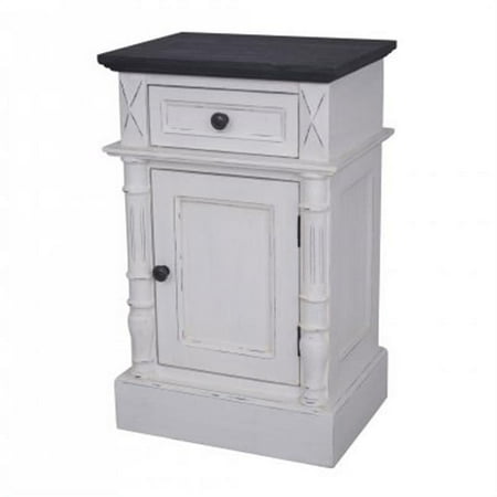 Ashbury One-Drawer/One-Door Lamp Table Antique White/Black