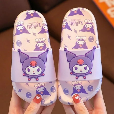 

Kawaii Sanrioed Hello Kittys Kuromi My Melody Cinnamoroll Slippers Summer Bathroom Outdoor Beach Sandals for Girls Anti-Slip Gift