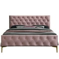 thumbnail image 3 of Omax Decor France Wood and Fabric Upholstered Queen Platform Bed in Blush Pink, 3 of 4