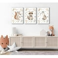 thumbnail image 4 of 3Pcs Woodland Animals Nursery Wall Art Watercolor Wild Animals Kids Room Wall Decor Cute Squirrel Raccoon Fox Prints Posters Kids Room Canvas Painting for Boys Room Girls Room Pictures Framed, 4 of 5