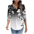 thumbnail image 5 of Xdegoge 3/4 Sleeve Tops for Women Plus Size Floral V Neck T Shirt Summer Fashion Tunic Shirts Dressy Casual Loose Fit Blouses Mothers Day, 5 of 8